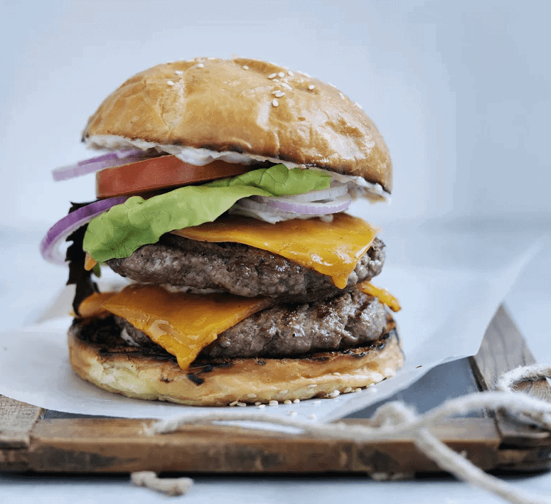 double cheeseburger with gourmet beef